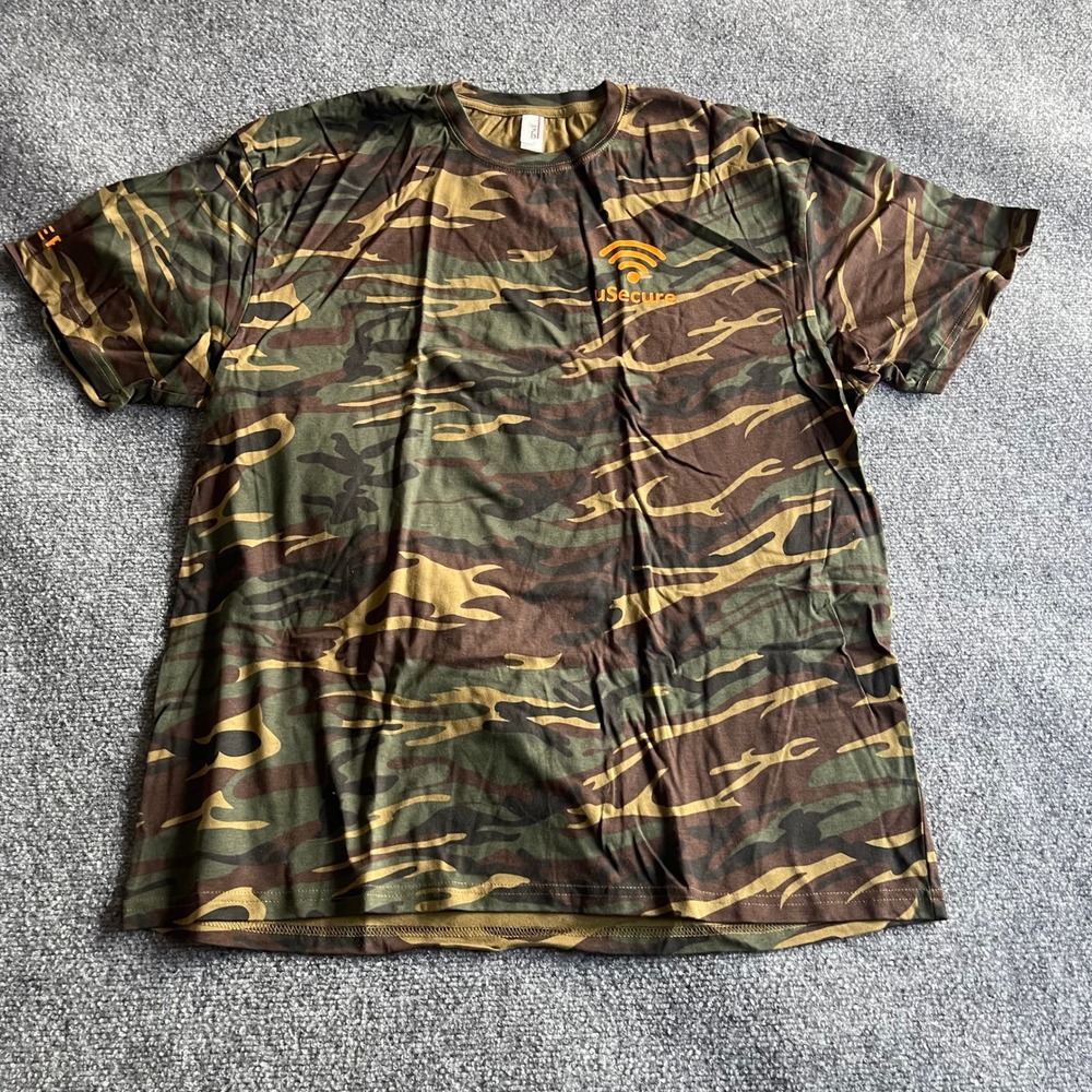 Anvil Mens Tiger Stripe Camo uSecure Graphic T-Shirt XL Green Orange Cotton Tee